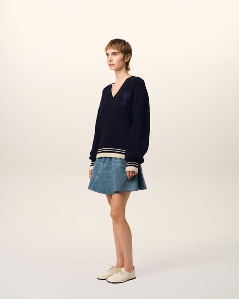 AMI PARIS Sweater in college ribs wool Unisex Apparel